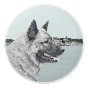 Norwegischer Elkhound bei Village Painting - Hunde Keramikknauf