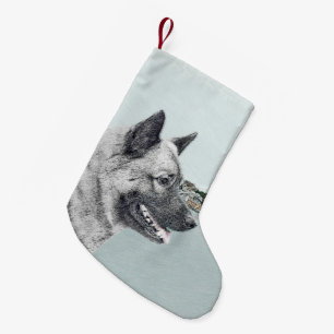 Norwegischer Elkhound bei Village Painting - Hunde Kleiner Weihnachtsstrumpf
