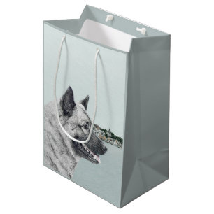Norwegischer Elkhound bei Village Painting - Hunde Mittlere Geschenktüte