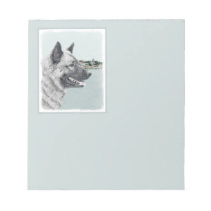 Norwegischer Elkhound bei Village Painting - Hunde Notizblock