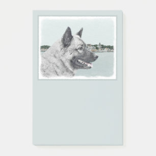 Norwegischer Elkhound bei Village Painting - Hunde Post-it Klebezettel
