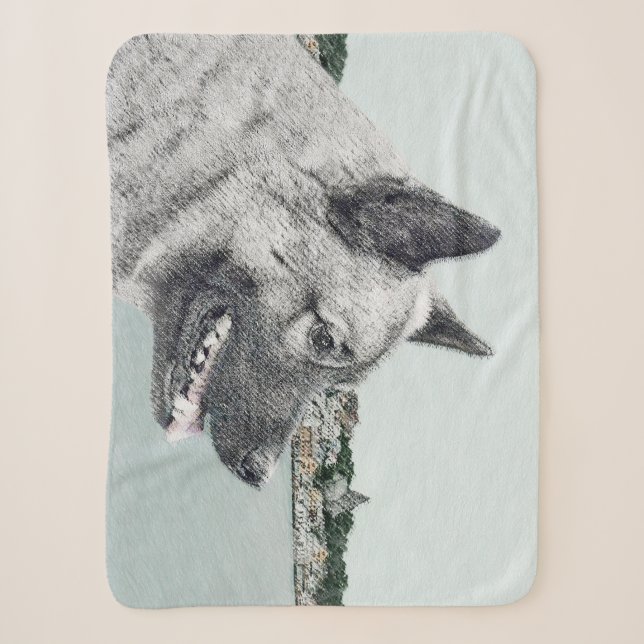 Norwegischer Elkhound bei Village Painting - Hunde Sherpadecke (Vorderseite)