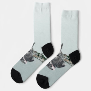 Norwegischer Elkhound bei Village Painting - Hunde Socken