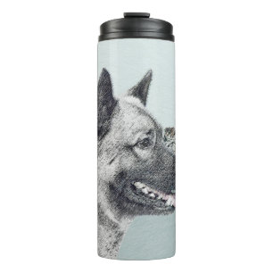 Norwegischer Elkhound bei Village Painting - Hunde Thermosbecher