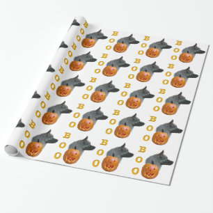 Norwegischer Elkhound Halloween Boo Geschenkpapier
