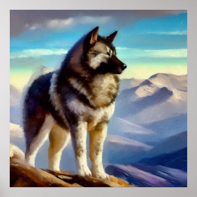 Norwegischer Elkhound Hund Poster (Vorne)