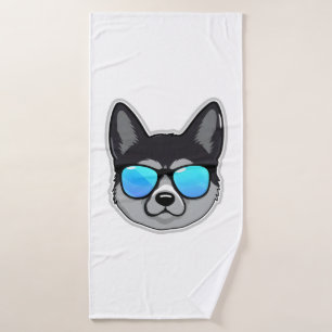 Norwegischer Elkhound in Cooler Sonnenbrille Class Badehandtuch