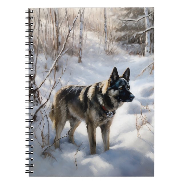 Norwegischer Elkhound lassen es Weihnachten schnei Notizblock (Vorderseite)