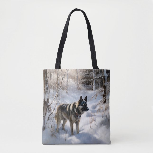 Norwegischer Elkhound lassen es Weihnachten schnei Tasche (Vorderseite)