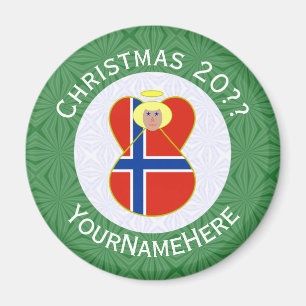 Norwegischer Engel Weihnachtsflagge Personalisiert Magnet