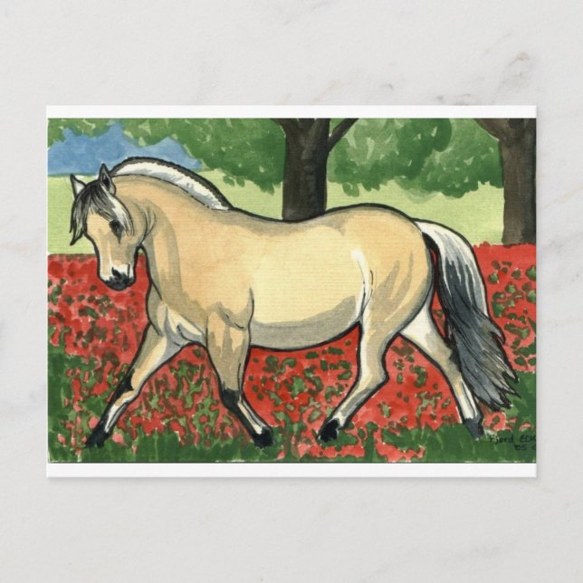 Norwegischer Fjord HORSE ART Postkarte (Vorderseite)