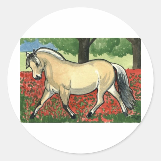 Norwegischer Fjord HORSE ART Runder Aufkleber (Vorderseite)