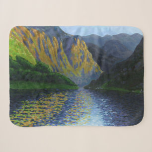 Norwegischer Fjord nähert sich Sonnenuntergang Sherpadecke