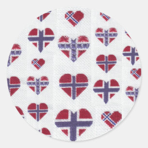 Norwegischer Flaggen-Herz-Kreuz-StichNordic Runder Aufkleber