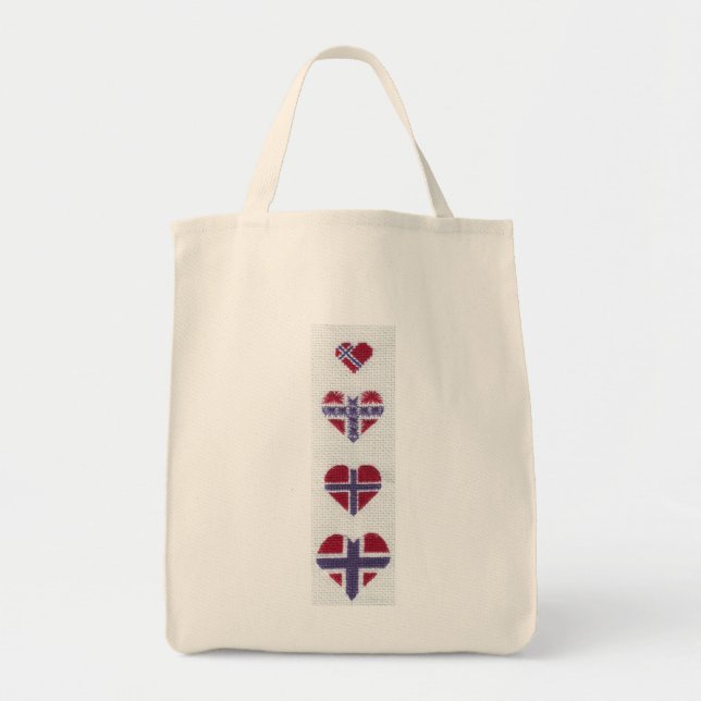 Norwegischer Flaggen-Herz-Kreuz-StichNordic Tragetasche (Vorne)
