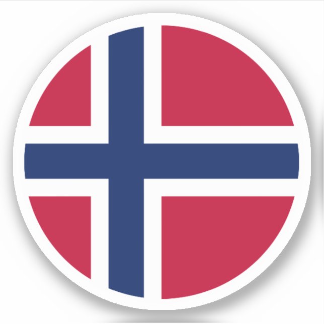 Norwegischer Flaggenrundkleber Aufkleber (Vorderseite)