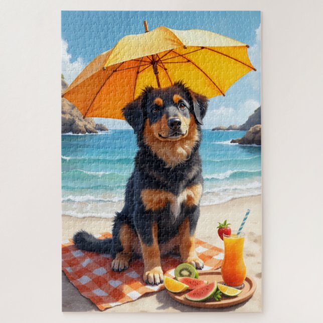 Norwegischer Lundehund Strand Szene (Vertikal)