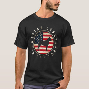 Norwegischer Lundehund Usa-Flagge 4. Juli Hundemut T-Shirt