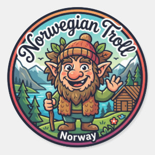 Norwegischer Troll-Folklore Norwegen Runder Aufkleber