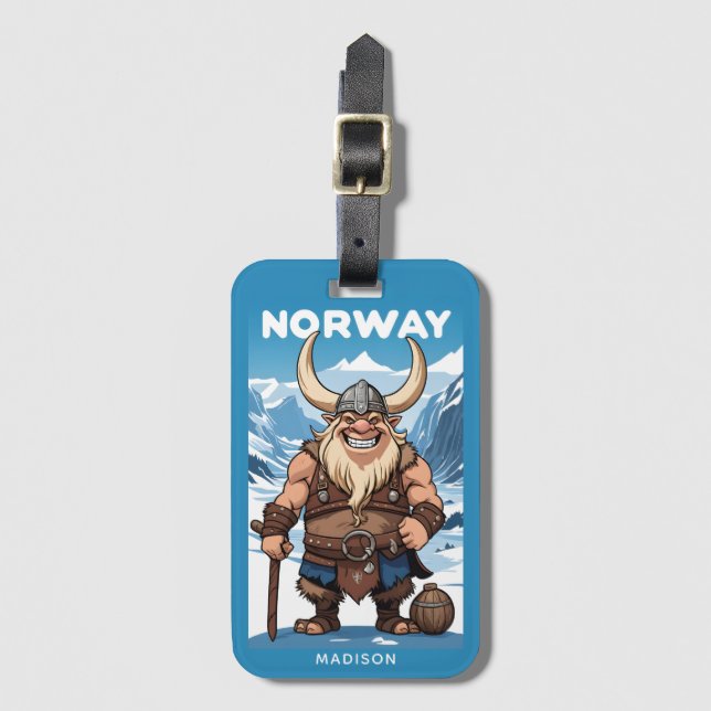 Norwegischer Troll für benutzerdefinierte Monogram Gepäckanhänger (Vorderseite Vertikal)
