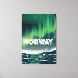 Norwegisches Aurora Nordlicht Reiseplakat Leinwanddruck