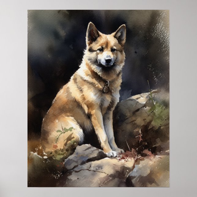 Norwegisches Buhund Hund Art Print Poster (Vorne)