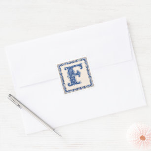 Norwegisches Erbes Monogramm - Blau Quadratischer Aufkleber