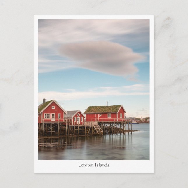 Norwegisches Fischerdorf Lofoten Postkarte (Vorderseite)
