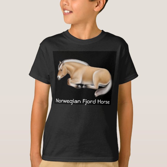 Norwegisches Fjord-Pferd scherzt dunklen T - Shirt (Vorderseite)
