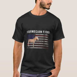 Norwegisches Fjordpferd mit amerikanischer Flagge T-Shirt