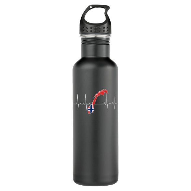 Norwegisches Flag-Heartbeat Edelstahlflasche (Vorderseite)