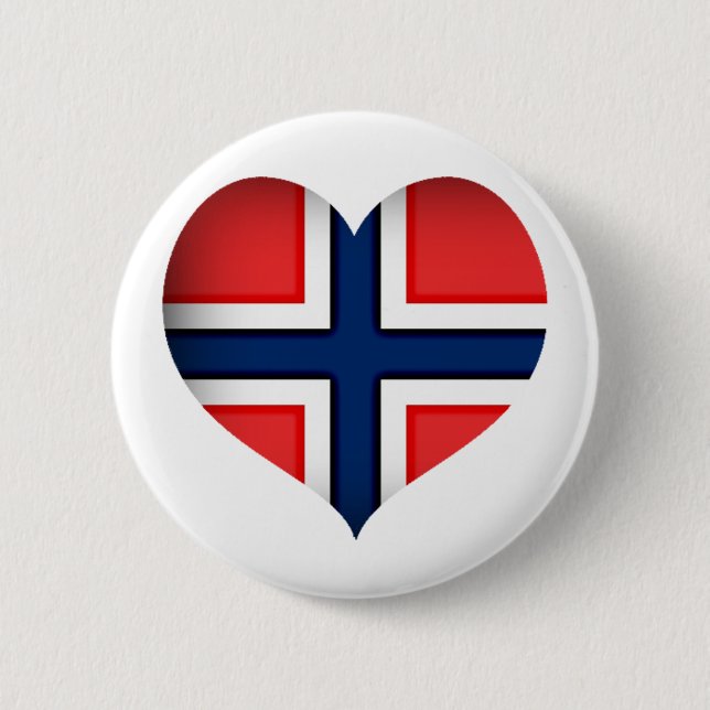 Norwegisches Flaggenherz Button (Vorderseite)