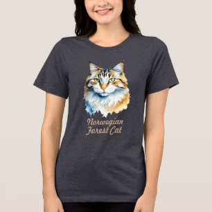 Norwegisches Forest Cat Watercolor Portrait Tri-Blend Shirt
