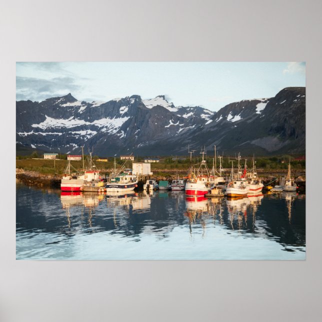 Norwegisches Foto von Fischereifahrzeugen Poster (Vorne)