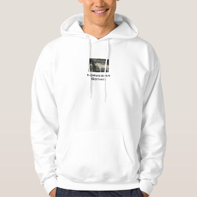 Norwegisches Gothic Real Foto White Hoodie (Vorderseite)