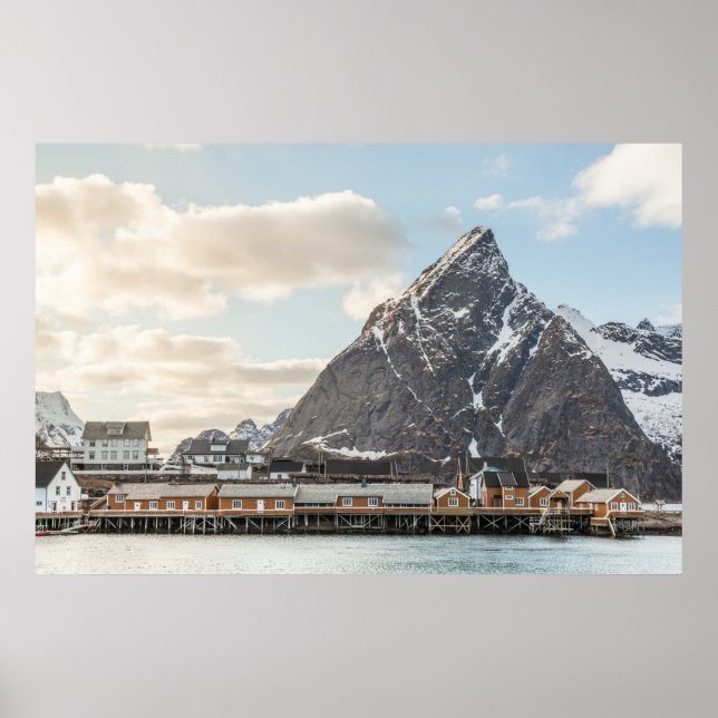 Norwegisches Lofoten Fishing Village Landscape Fot Poster (Vorne)