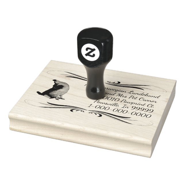 Norwegisches Lundehund mit Squiggly Design Gummistempel (Stempel)