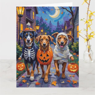 Norwegisches Lundehund Trick-or-Treating Halloween Karte