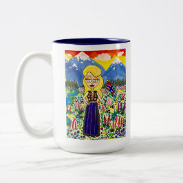 Norwegisches Mädchen in Bunad Zweifarbige Tasse