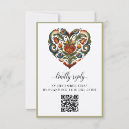 Norwegisches Rosemalherz | Antwortkarte RSVP Karte
