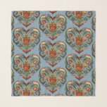Norwegisches Rosemaling Folk Art Heart Tuch Schal<br><div class="desc">Dieses Tuch weist ein Folk Art Heart Design im norwegischen Rosemaling Stil auf einem blauen Hintergrund auf.</div>