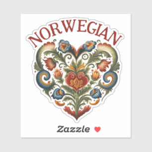 Norwegisches Rosemaling Folk Art Herz Aufkleber