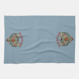 Norwegisches Rosemaling Folk Art Herz Geschirrtuch