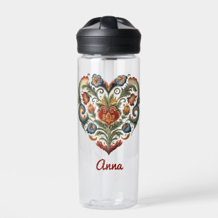 Norwegisches Rosemaling Folk Art Herz Trinkflasche