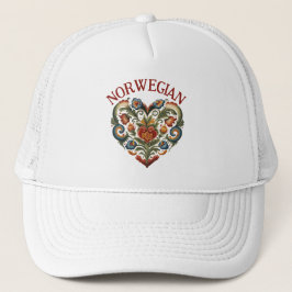 Norwegisches Rosemaling Folk Art Herz Truckerkappe