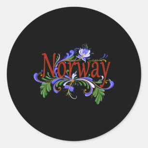 Norwegisches Rosemaling Norwegen Folk Runder Aufkleber