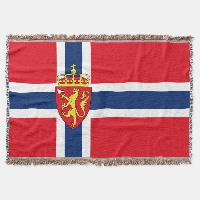 Norwegisches Wappen auf norwegischer Flagge Decke (Vorderseite)