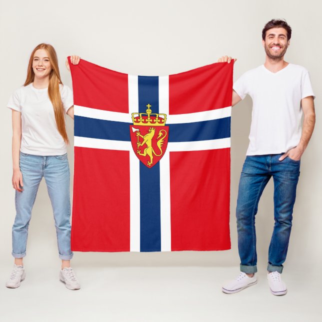 Norwegisches Wappen auf norwegischer Flagge Fleecedecke (Beispiel)