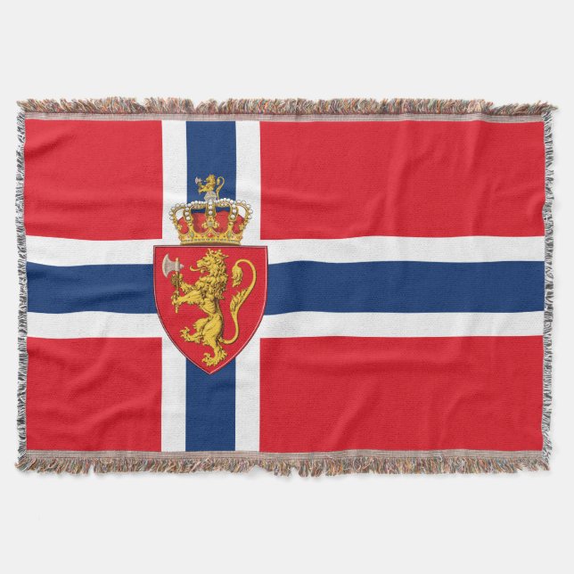 Norwegisches Wappen auf norwegischer Flagge, Norwe Decke (Vorderseite)