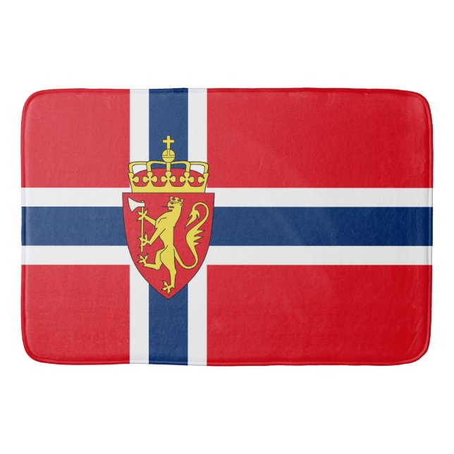 Norwegisches Wappen unter norwegischer Flagge Badematte (Vorderseite)